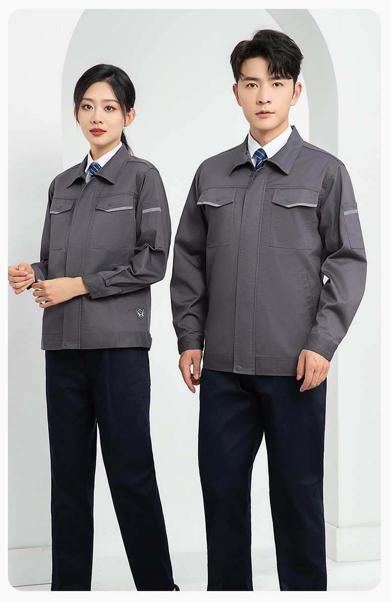 LJ-1809 秋工作服套装印字男纯色汽修长袖耐磨电焊工工装劳保服定制(图16)